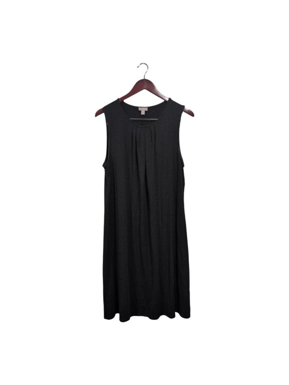 J Jill Wherever Sleeveless Pullover Black Dress Pleated Detail Neck Sz L Petite